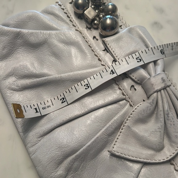 Betsey Johnson white/grey leather clutch - Picture 8 of 9